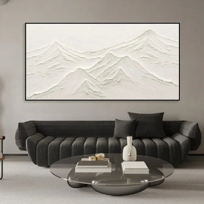 Tranquil Peaks Textured Art-Minimalist Hand-Painted Mountain Textured Wall Art - artextured