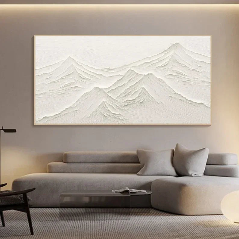 Tranquil Peaks Textured Art-Minimalist Hand-Painted Mountain Textured Wall Art - artextured