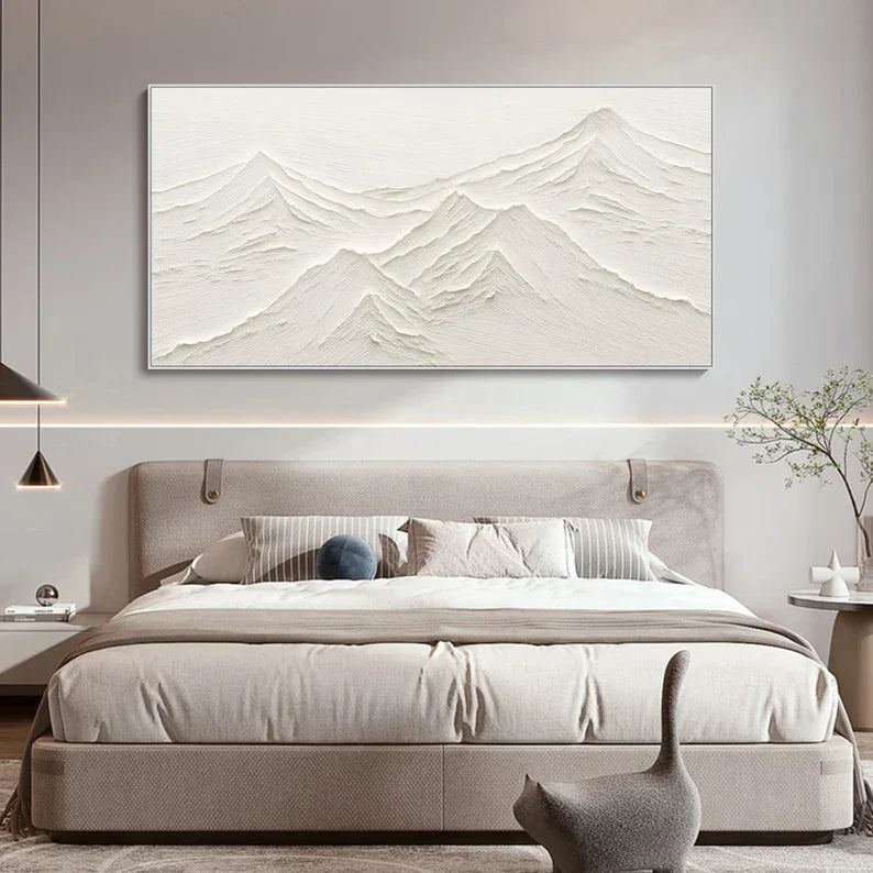 Tranquil Peaks Textured Art-Minimalist Hand-Painted Mountain Textured Wall Art - artextured