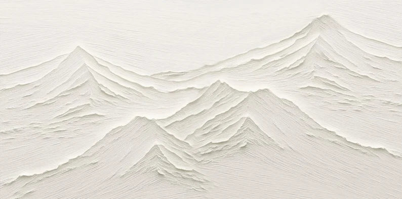 Tranquil Peaks Textured Art-Minimalist Hand-Painted Mountain Textured Wall Art