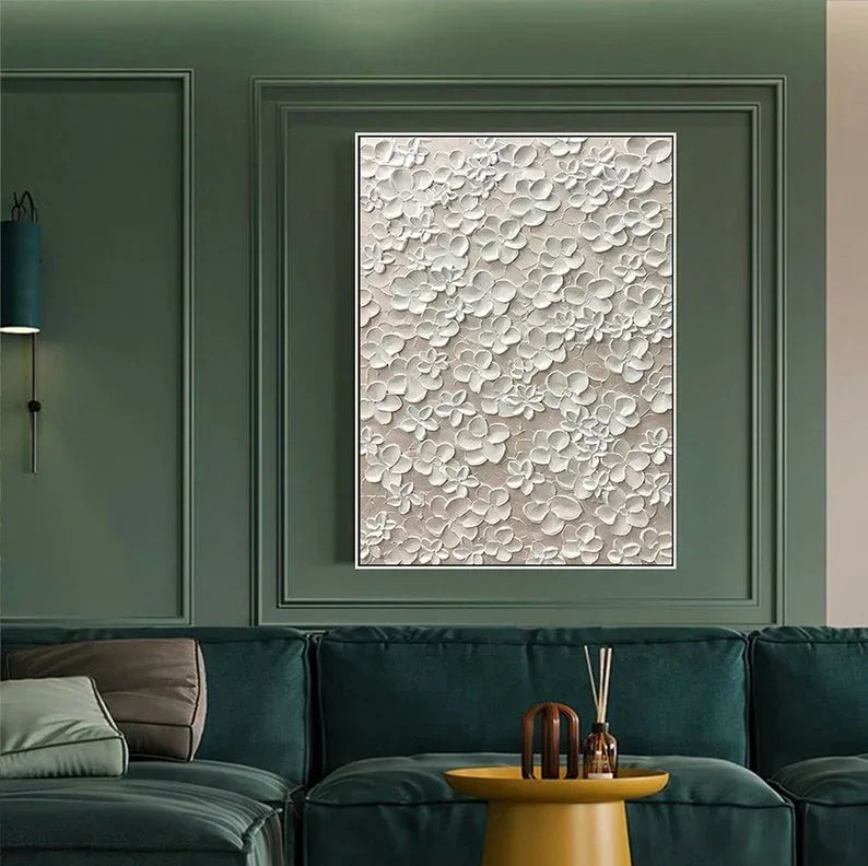 Whispers of Floral Elegance-Modern Minimalist Abstract Relief Flower Cluster Wall Art - artextured