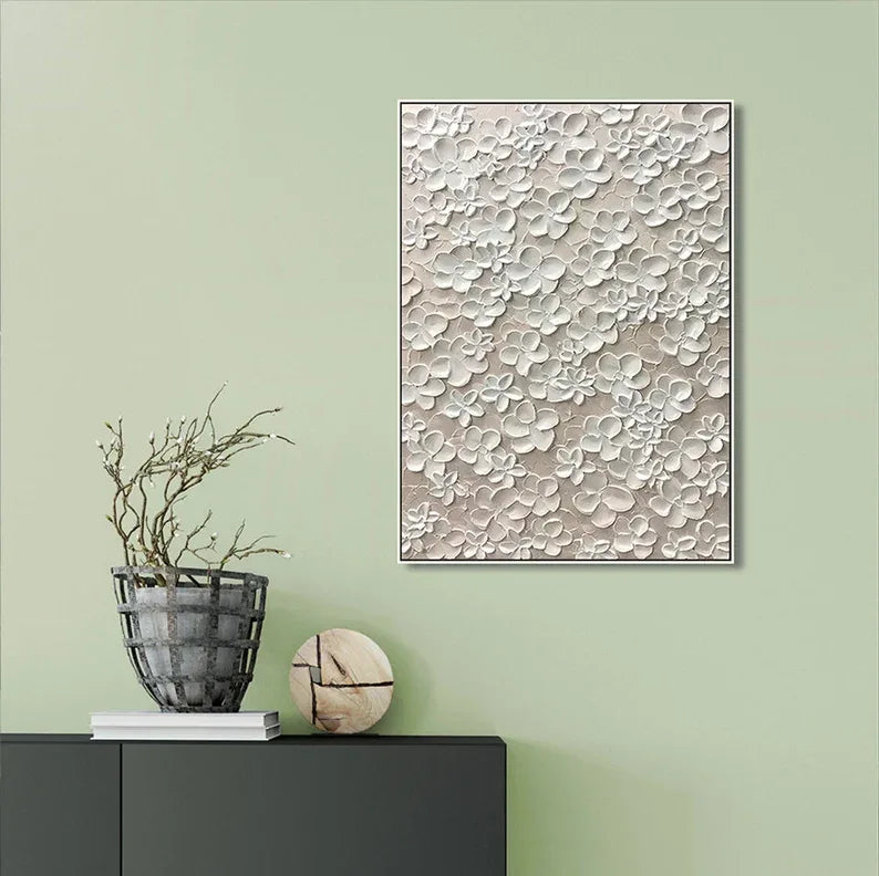 Whispers of Floral Elegance-Modern Minimalist Abstract Relief Flower Cluster Wall Art - artextured