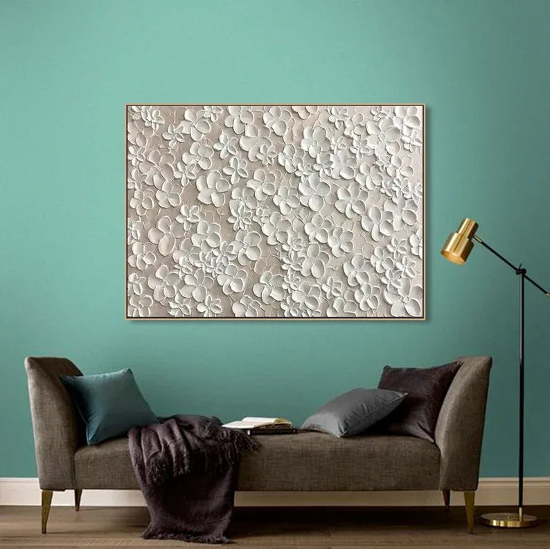 Whispers of Floral Elegance-Modern Minimalist Abstract Relief Flower Cluster Wall Art - artextured