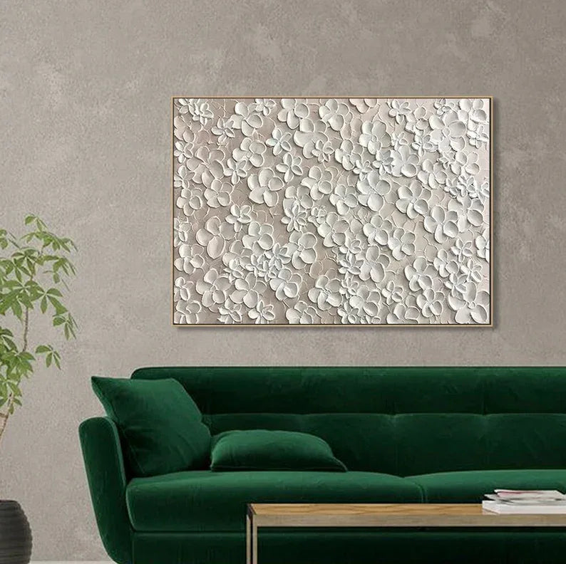 Whispers of Floral Elegance-Modern Minimalist Abstract Relief Flower Cluster Wall Art - artextured