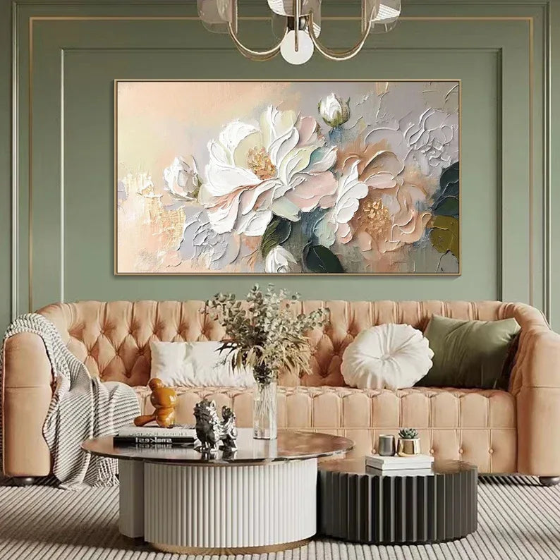 Whispers of Blossom-Hand-Painted Large Flower Cluster Texture Wall Art - artextured