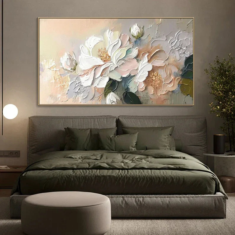 Whispers of Blossom-Hand-Painted Large Flower Cluster Texture Wall Art - artextured