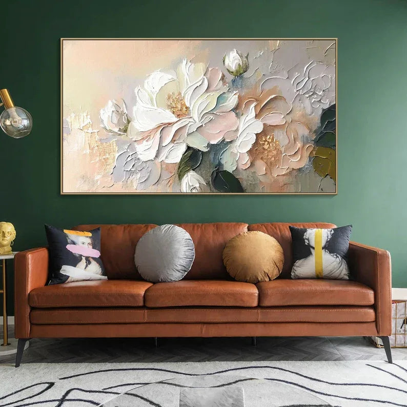 Whispers of Blossom-Hand-Painted Large Flower Cluster Texture Wall Art - artextured