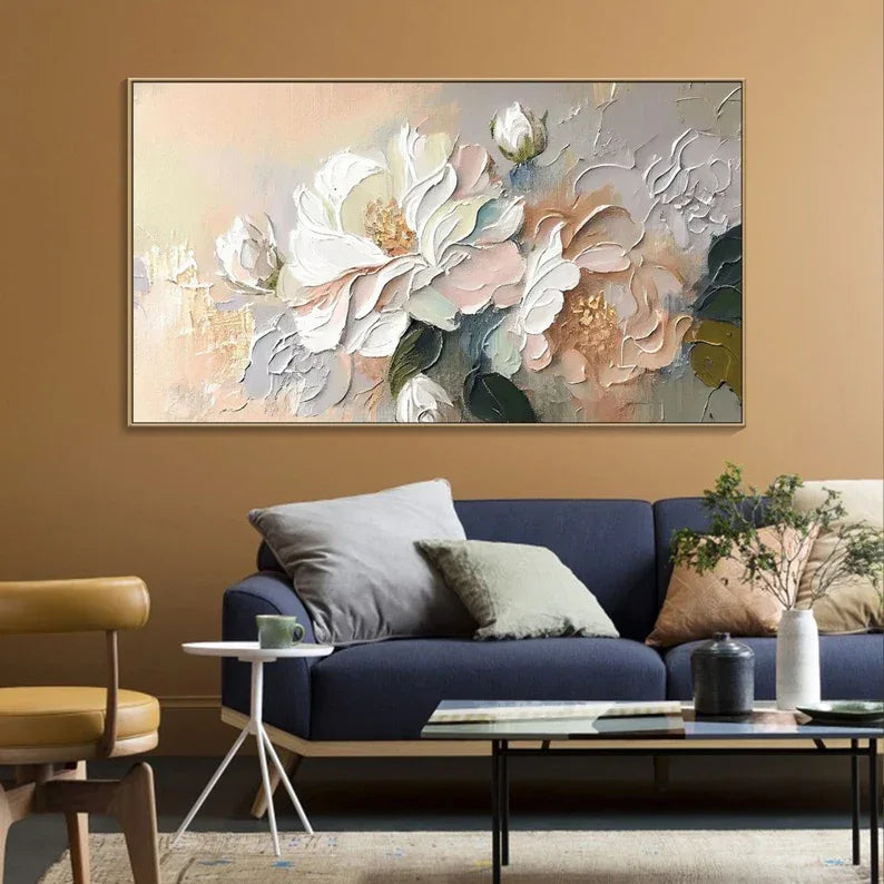 Whispers of Blossom-Hand-Painted Large Flower Cluster Texture Wall Art - artextured