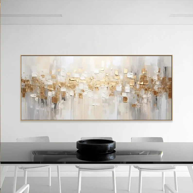 Golden Abstract Textured Canvas - Modern Luxury Wall Art for Interiors