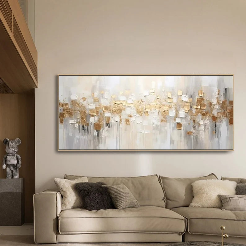 Golden Abstract Textured Canvas - Modern Luxury Wall Art for Interiors