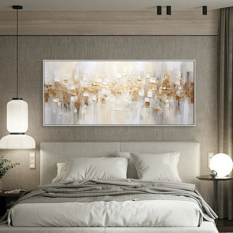 Golden Abstract Textured Canvas - Modern Luxury Wall Art for Interiors