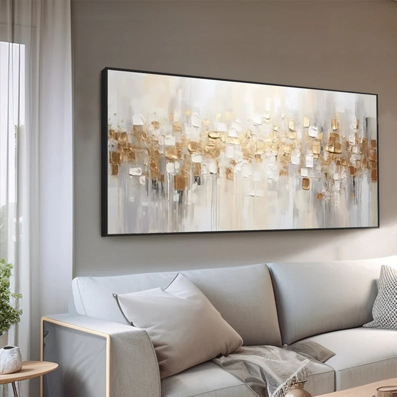 Golden Abstract Textured Canvas - Modern Luxury Wall Art for Interiors