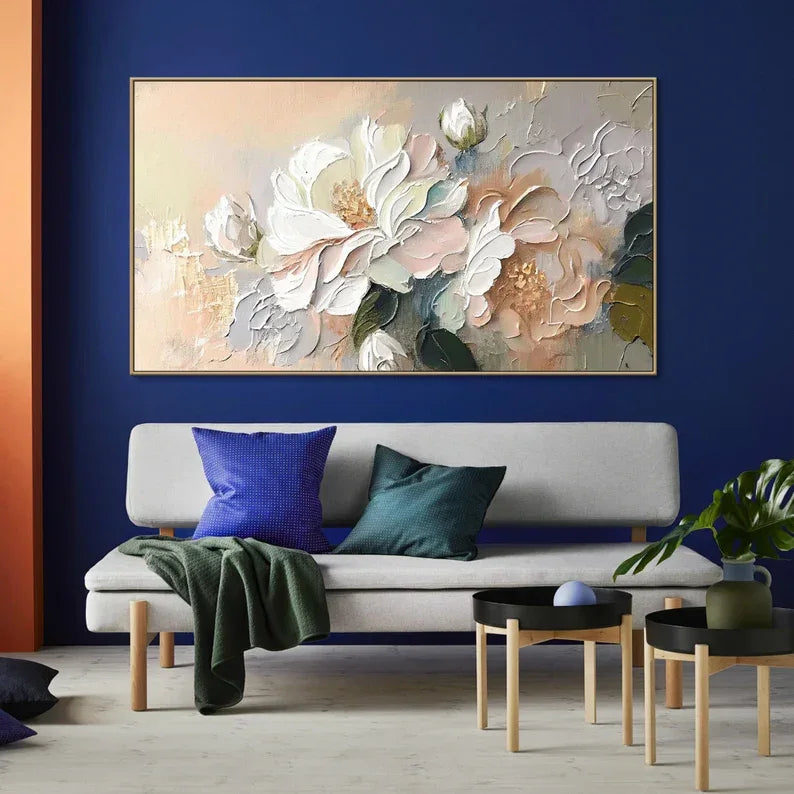 Whispers of Blossom-Hand-Painted Large Flower Cluster Texture Wall Art - artextured