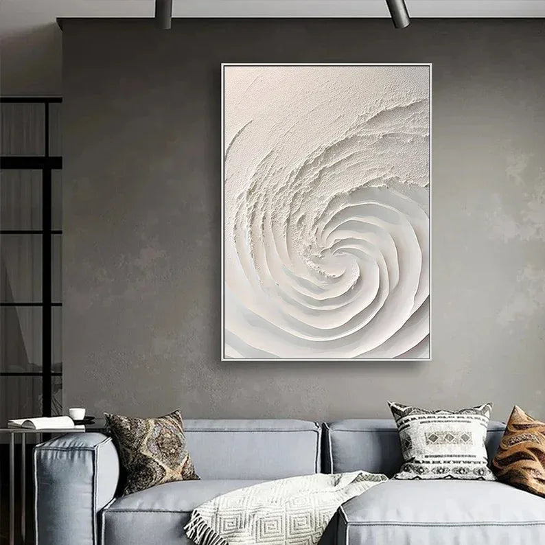 Ethereal Spiral Textured Art-Minimalist Abstract Spiral Three-Dimensional Texture Oil Painting Wall Art - artextured
