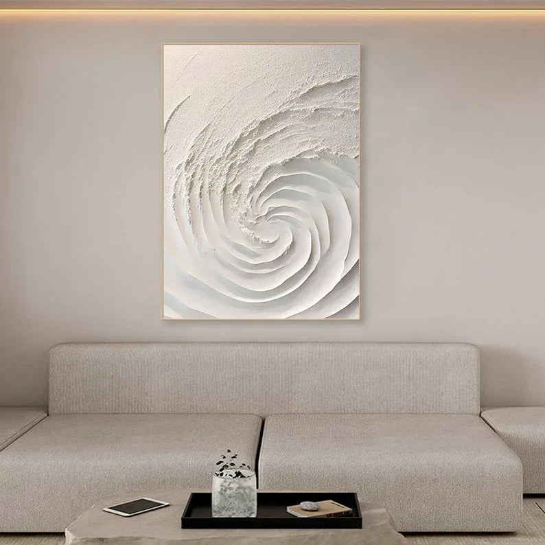 Ethereal Spiral Textured Art-Minimalist Abstract Spiral Three-Dimensional Texture Oil Painting Wall Art - artextured