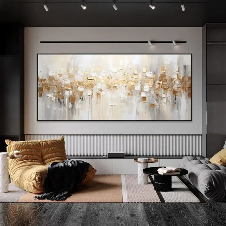 Golden Abstract Textured Canvas - Modern Luxury Wall Art for Interiors - artextured