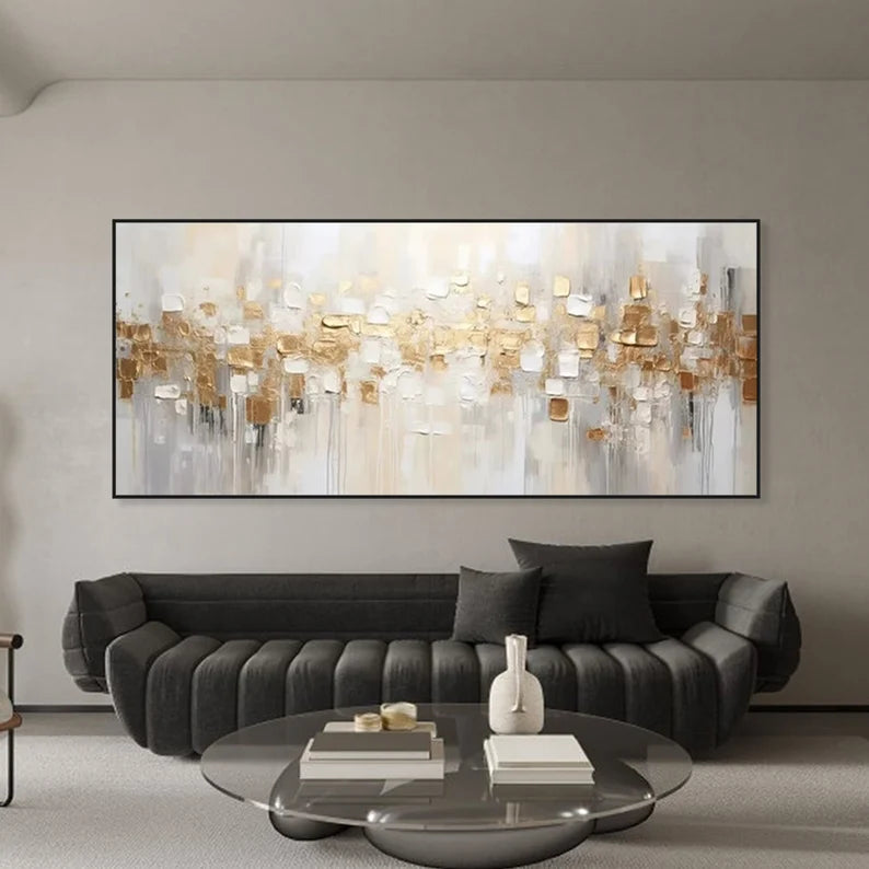 Golden Abstract Textured Canvas - Modern Luxury Wall Art for Interiors