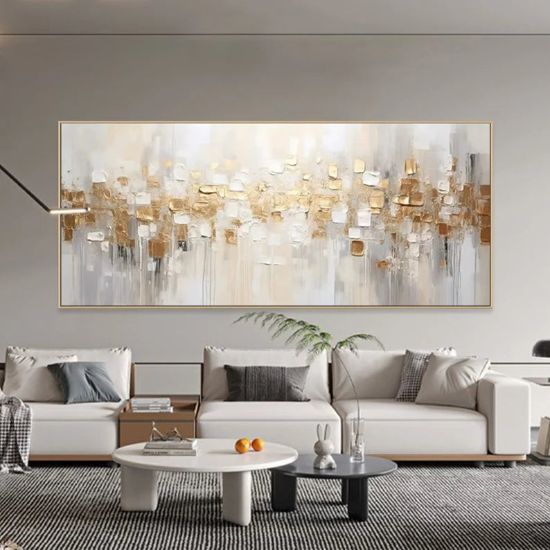 Golden Abstract Textured Canvas - Modern Luxury Wall Art for Interiors