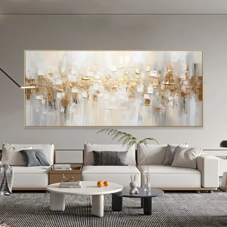 Golden Abstract Textured Canvas - Modern Luxury Wall Art for Interiors - artextured