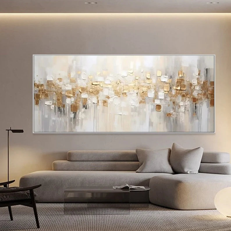 Golden Abstract Textured Canvas - Modern Luxury Wall Art for Interiors