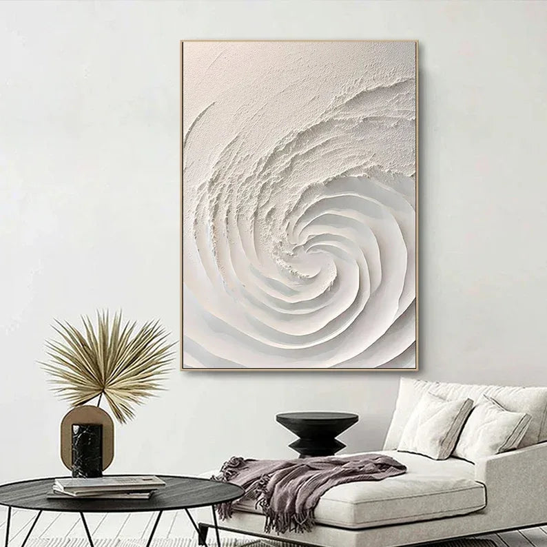 Ethereal Spiral Textured Art-Minimalist Abstract Spiral Three-Dimensional Texture Oil Painting Wall Art - artextured