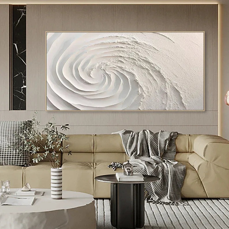 Ethereal Spiral Textured Art-Minimalist Abstract Spiral Three-Dimensional Texture Oil Painting Wall Art - artextured