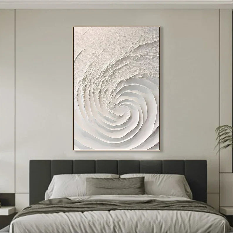 Ethereal Spiral Textured Art-Minimalist Abstract Spiral Three-Dimensional Texture Oil Painting Wall Art - artextured