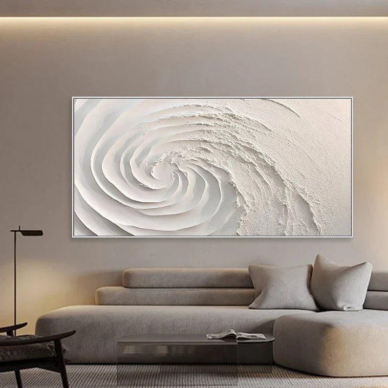 Ethereal Spiral Textured Art-Minimalist Abstract Spiral Three-Dimensional Texture Oil Painting Wall Art - artextured