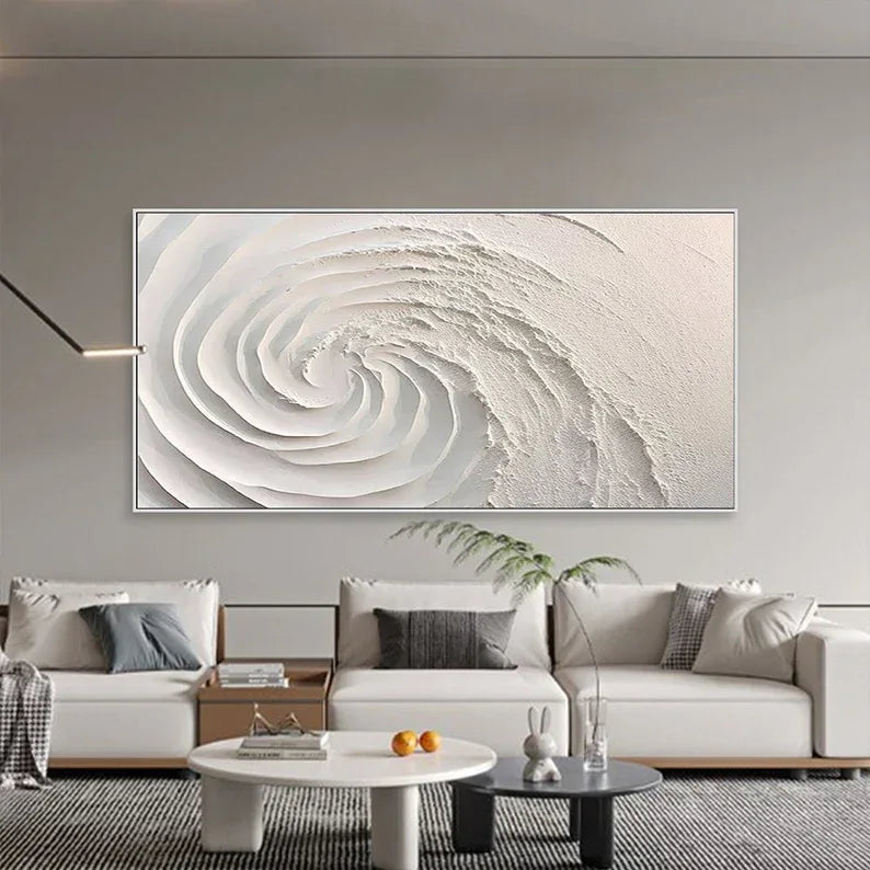 Ethereal Spiral Textured Art-Minimalist Abstract Spiral Three-Dimensional Texture Oil Painting Wall Art - artextured