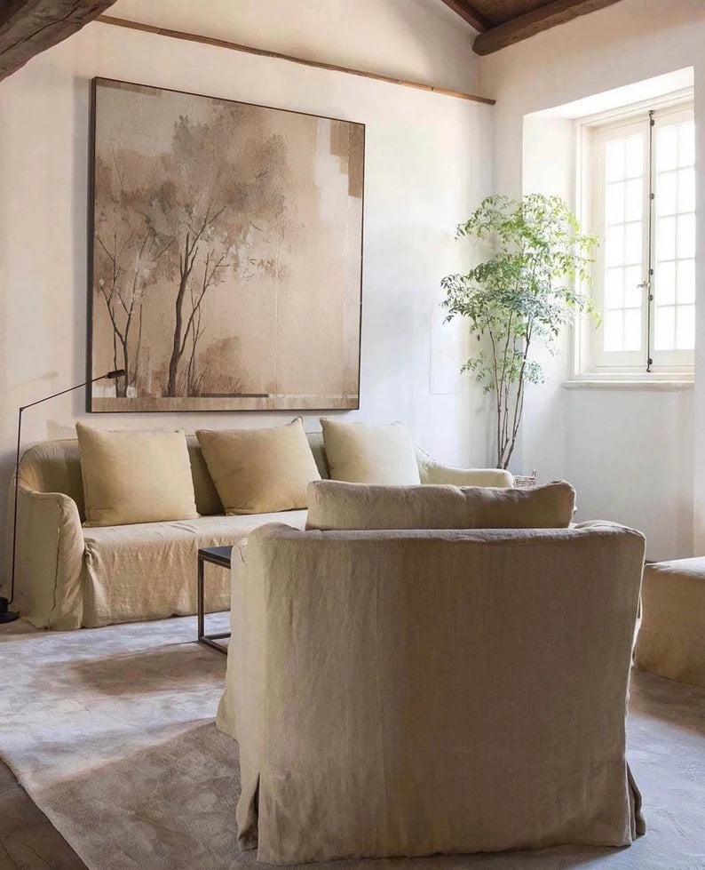 Neutral Toned Nature Wall Art – Minimalist Tree Canvas for Interiors