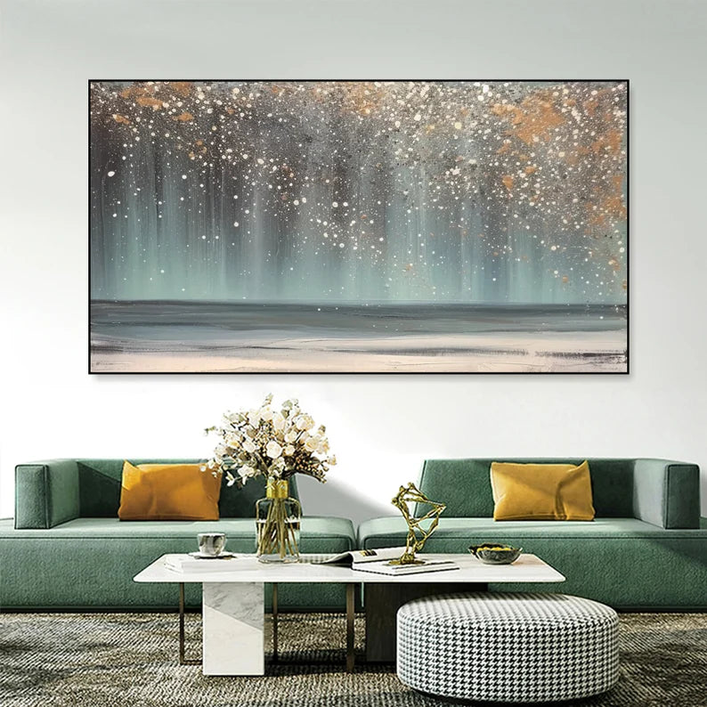 Celestial Shoreline - Hand drawn Abstract Wall Art of Starry Dust Sea Scenery