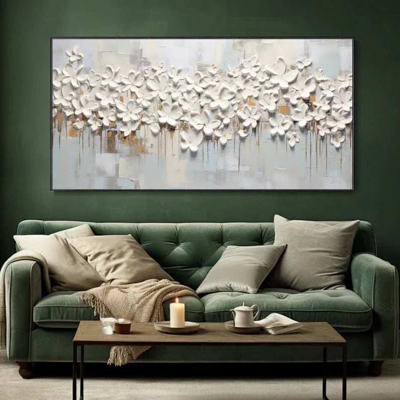 Abstract Floral 3D Flow-3D White Flower Texture Wall Art - artextured