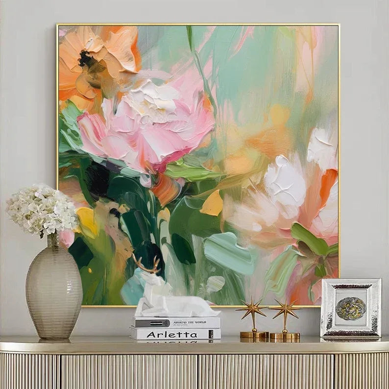 Floral Harmony-Abstract Texture Floral Wall Art for Modern Interior Decoration - artextured