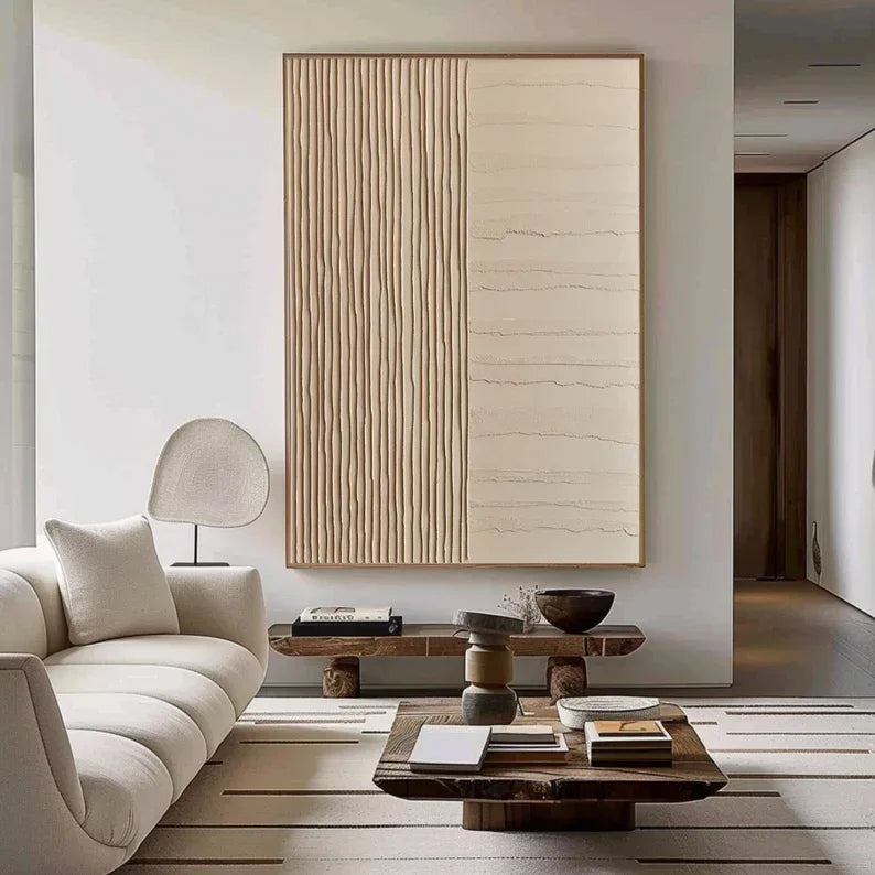 Textured Balance Art-Wabi Sabi Style Geometric Segmentation Hand Drawn Abstract Relief Wall Art - artextured