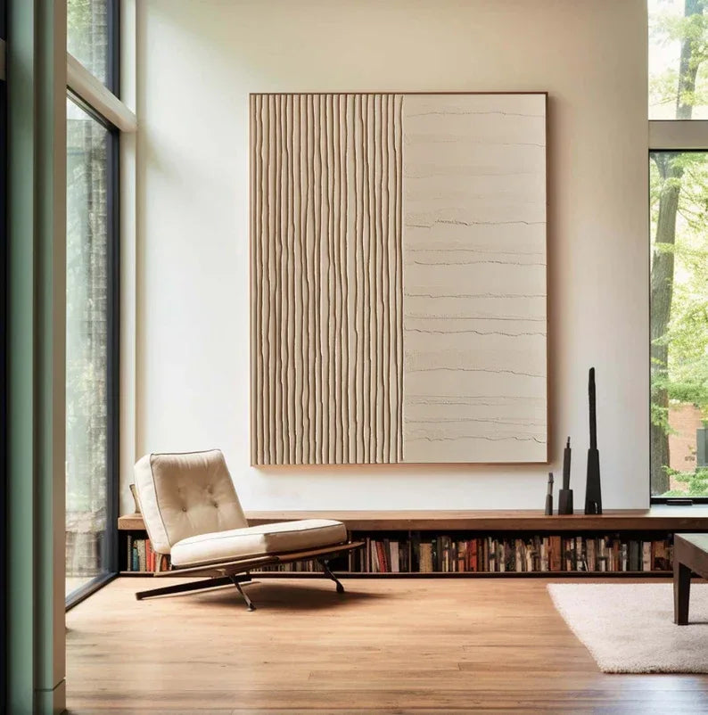 Textured Balance Art-Wabi Sabi Style Geometric Segmentation Hand Drawn Abstract Relief Wall Art - artextured