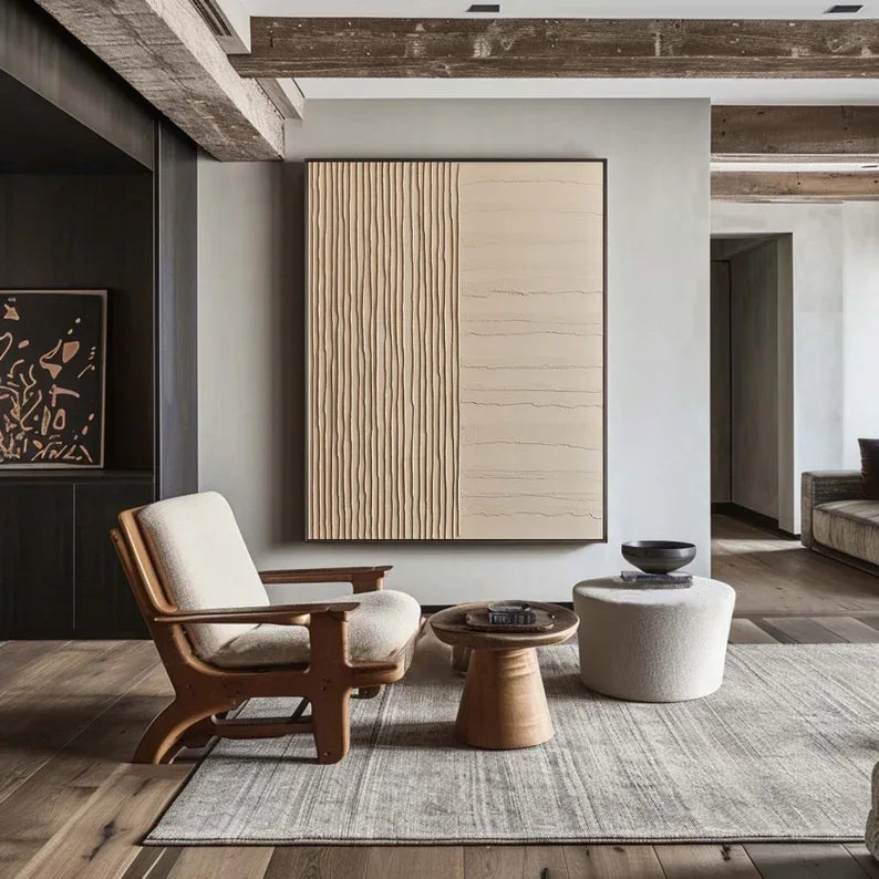 Textured Balance Art-Wabi Sabi Style Geometric Segmentation Hand Drawn Abstract Relief Wall Art - artextured