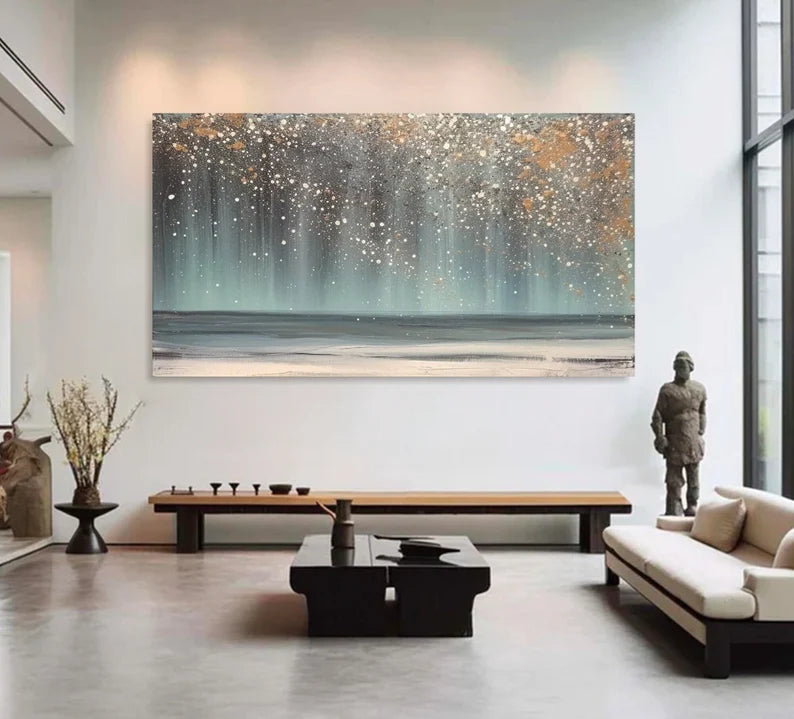 Celestial Shoreline - Hand drawn Abstract Wall Art of Starry Dust Sea Scenery