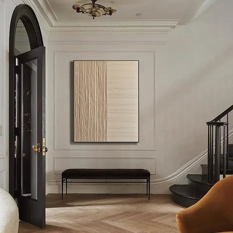 Textured Balance Art-Wabi Sabi Style Geometric Segmentation Hand Drawn Abstract Relief Wall Art - artextured