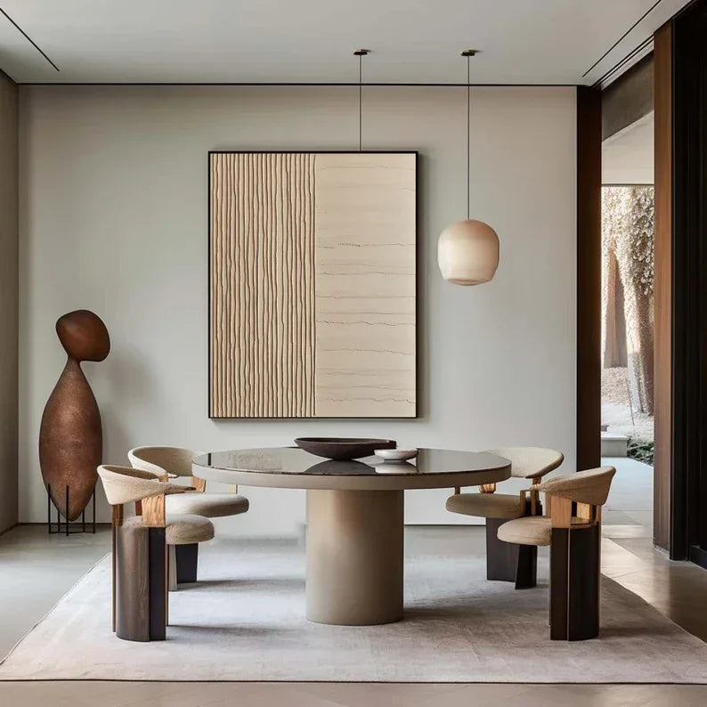 Textured Balance Art-Wabi Sabi Style Geometric Segmentation Hand Drawn Abstract Relief Wall Art - artextured