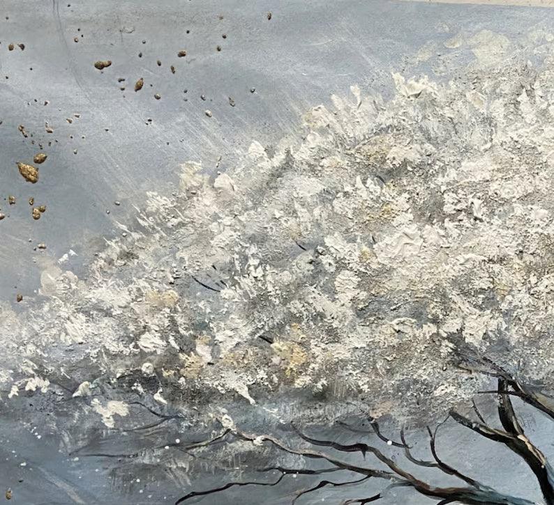 Ethereal Tree of Serenity-Abstract White Tree Texture Wall Art for Modern Homes - artextured