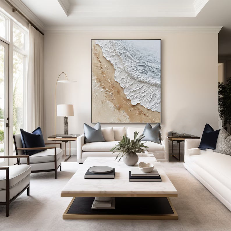 Coastal Serenity-Natural Abstract Coastal Landscape Texture Wall Art