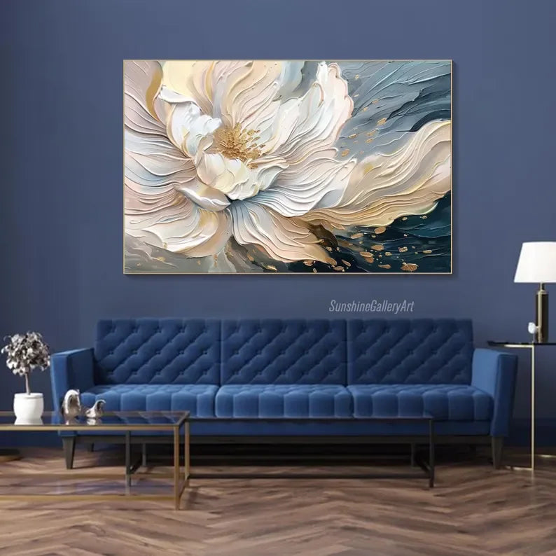 Blooming Elegance-Modern Textured 3D Floral Oil Painting Wall Art - artextured