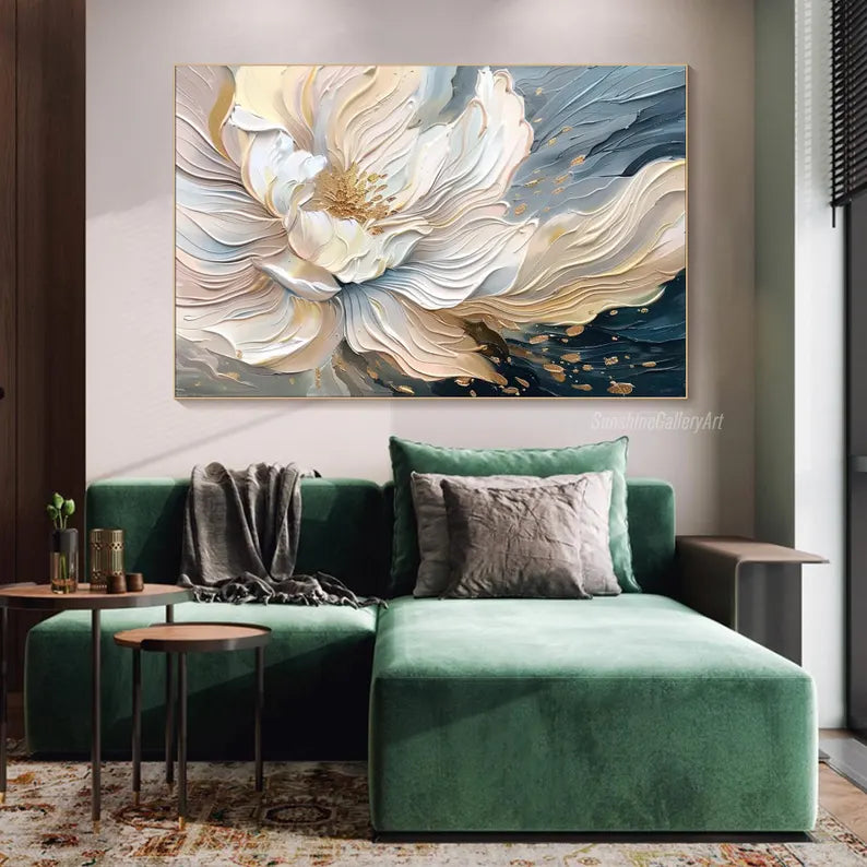 Blooming Elegance-Modern Textured 3D Floral Oil Painting Wall Art