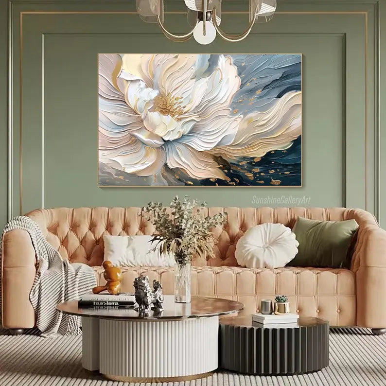 Blooming Elegance-Modern Textured 3D Floral Oil Painting Wall Art