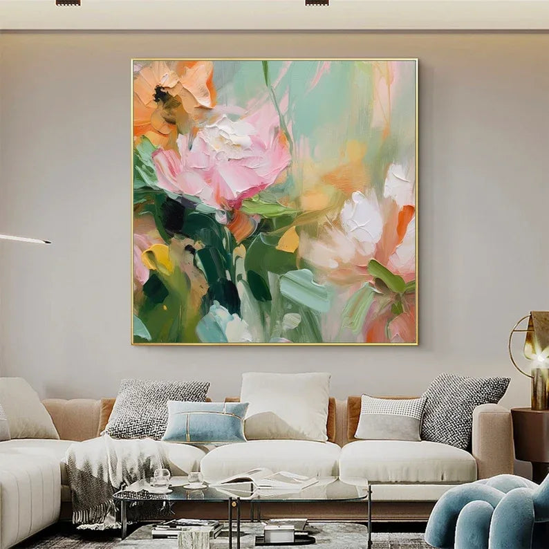 Floral Harmony-Abstract Texture Floral Wall Art for Modern Interior Decoration - artextured
