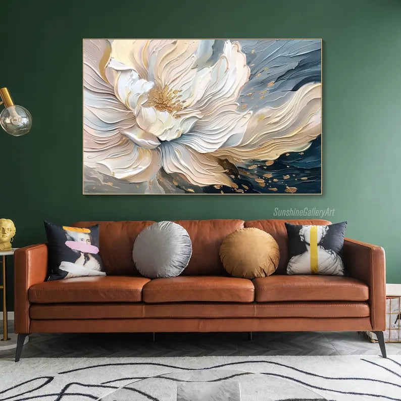 Blooming Elegance-Modern Textured 3D Floral Oil Painting Wall Art