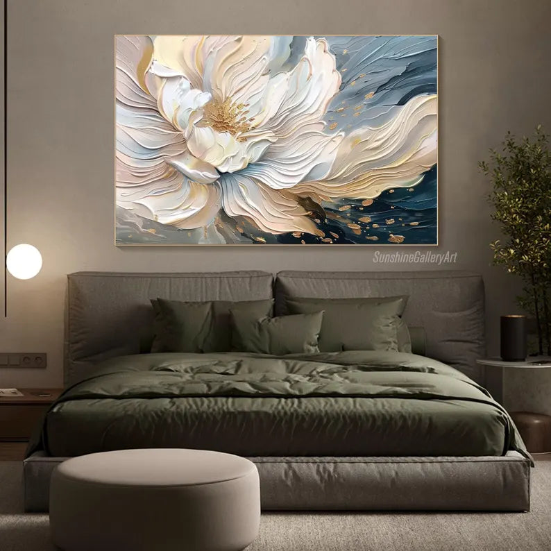 Blooming Elegance-Modern Textured 3D Floral Oil Painting Wall Art