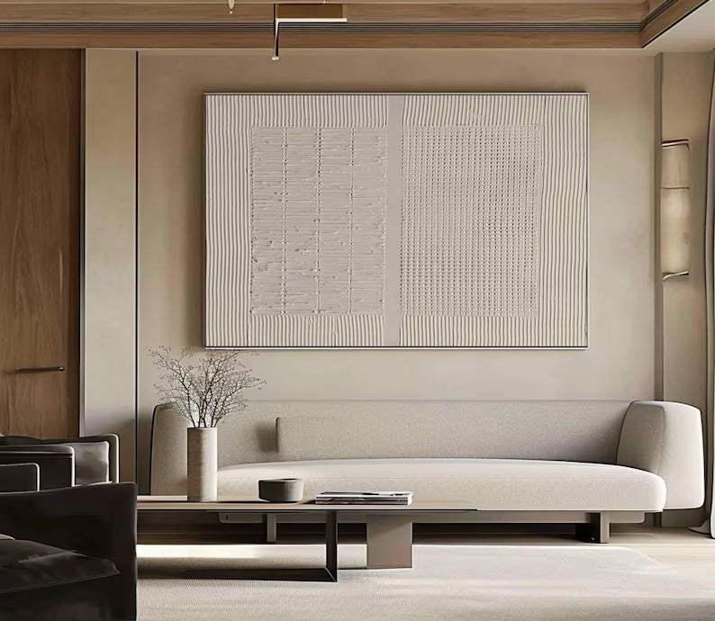 Minimalist Textured Dual Panel Wall Art SET OF 2