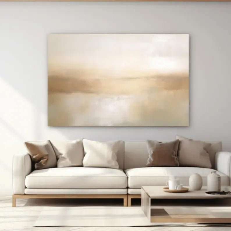 Abstract beige glow-Beige 3D Minimalist Painting on Canvas - artextured