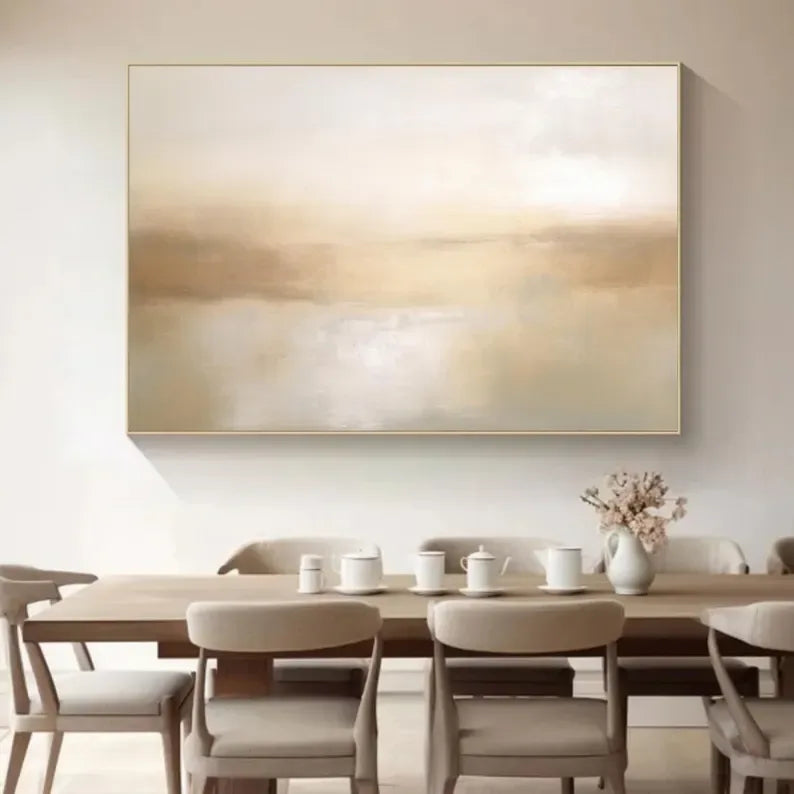Abstract beige glow-Beige 3D Minimalist Painting on Canvas - artextured